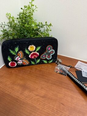 NWT America and Beyond Embellished Wallet-Butterflies and Flowers